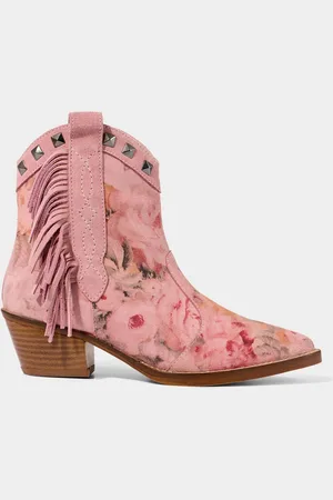 Joe Browns Pink Rose Embroidered Suede Western Boots eu41uk7