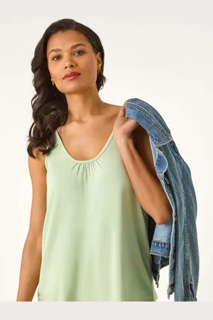 Roman Green Plain V-Neck Stretch Jersey Vest Top 18