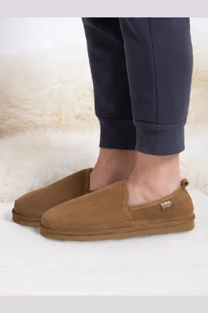 Totes Brown Mens Isotoner Real Suede Full Back Slippers AU 8 (EU 41)