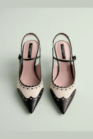 Next Tabitha Simmons x Josephine Leather Point Toe Bow Brogue Detail Slingback Shoes eu385uk55