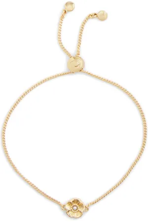 Coach Gold Tone Signature Tea Rose Slider Bracelet one