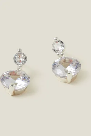 Accessorize Silver Tone Sterling Crystal Drop Stud Earrings one