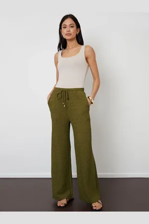 Threadbare Green Textured Jersey Wide Leg Trousers 14