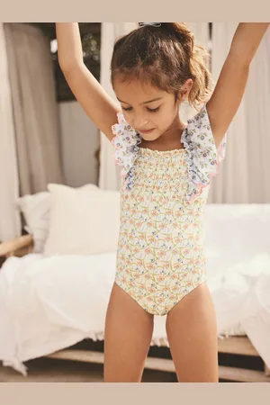 Next Blue Tile Print Frill Sleeve Swimsuit (3-16yrs) 166168cm
