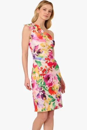 Adrianna Papell Print One Shoulder Dress AU 12