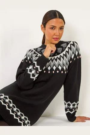 Roman Geometric Print Knitted Shift Dress AU 14