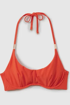 Reiss Orange Lucy Textured Underwired Bikini Top AU 14