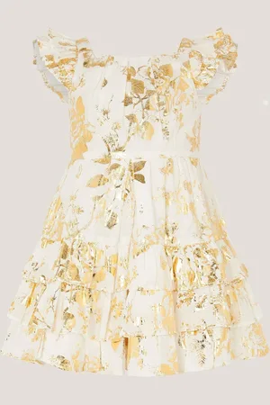 Monsoon Baby Foil Floral Print Tiered Dress 5662cm