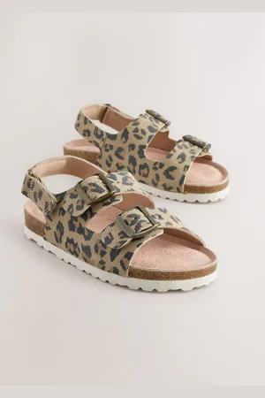 Next Animal Printed Wide Fit (G) Touch Fastening Strap Corkbed Sandals AU 11.5 (EU 30)