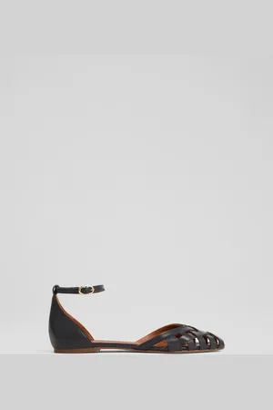 LK Bennett Bianca Marine Nappa Leather Plaited Front Dorsay Shoes eu39uk6