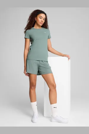 PUMA Green Womens ESS ELEVATED Rib T-Shirt M