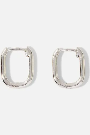 Accessorize Sterling Silver Rectangular Hoops one