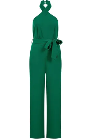 Yumi Green Cross Over Halter Neck Jumpsuit 14
