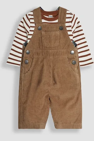 JoJo Maman Bébé Stone 2-Piece Classic Cord Dungarees & Stripe Top Set 1.5