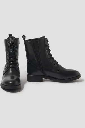 Monsoon Black Liv Leather Lace Up Boots AU 11 (EU 42)