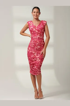 Jolie Moi Pamela Ruched Mesh Bodycon Dress AU 14