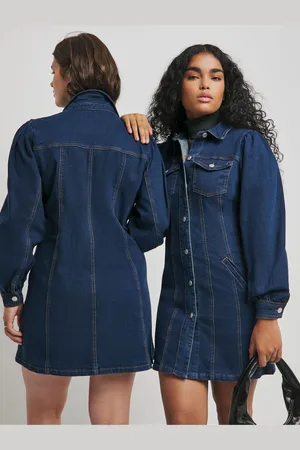 Simply Be Long Sleeve Boxy Denim Mini Dress AU 14