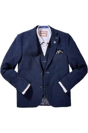 Joe Browns Blue Pinstripe Seersucker Suit Blazer 42