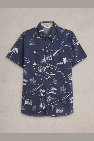 White Stuff Map Short Sleeve Printed Shirt S