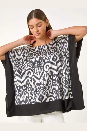 Roman Black Mono Printed Tunic Top AU 18