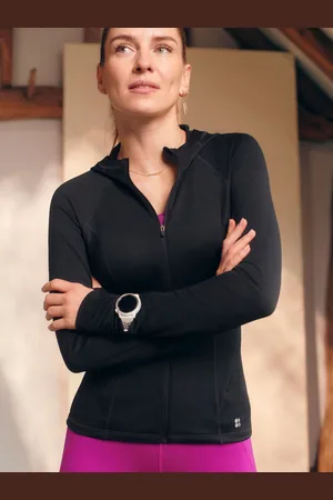 Sweaty Betty Black Pro Run Zip Up Sweatshirt XXL