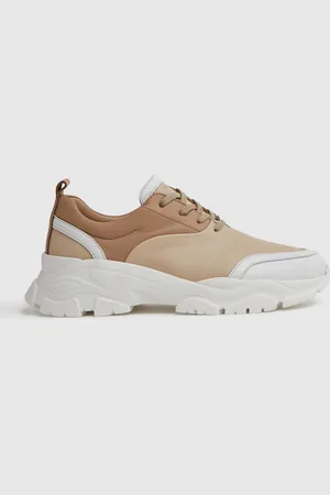 Reiss Neutral Arden Chunky Leather Trainers eu39uk6