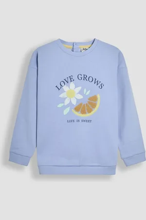 JoJo Maman Bébé Cornflower Floral Appliqué Crew Neck Sweatshirt 122128cm