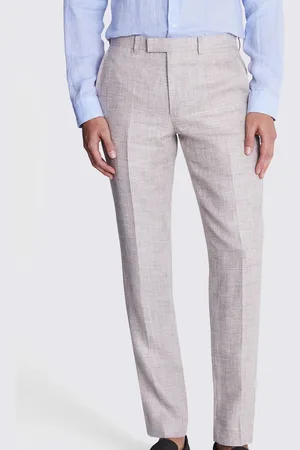 Moss Oatmeal Nude Tailored 100% Linen Trousers 48W x 29L (UK 48 R)
