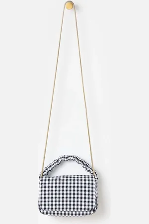 Oliver Bonas Black Viv Monochrome Gingham Clutch Bag one