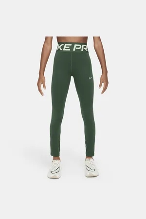 Nike Girls Pro Cool Printed Tights Leggings Zig Zag Pattern Army