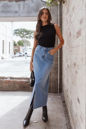 Petal & Pup Dana Denim Midi Skirt