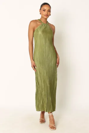 Petal & Pup Melody Plisse Halter Maxi Dress