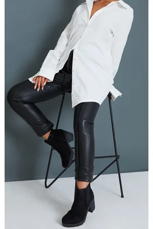 PRETTYLITTLETHING Faux Suede Round Toe Block Heel Chelsea Boots