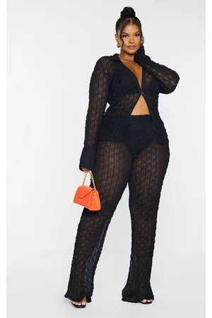 PRETTYLITTLETHING Plus Mesh Straight Leg Pants