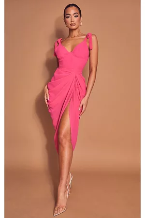 PRETTYLITTLETHING Underwire Detail Draped Midi Dress