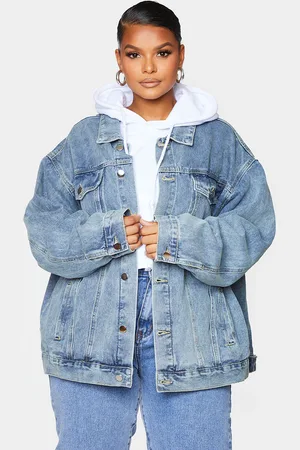 PRETTYLITTLETHING Plus Oversized Boyfriend Denim Jacket