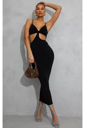 PRETTYLITTLETHING Strappy Cut Out Detail Slinky Midi Dress
