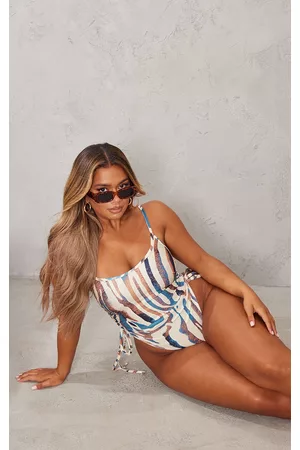 PRETTYLITTLETHING Shape Animal Print Ruched Side High Rise Swimsuit