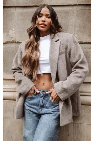 PRETTYLITTLETHING Oversized Textured Wool Look Blazer