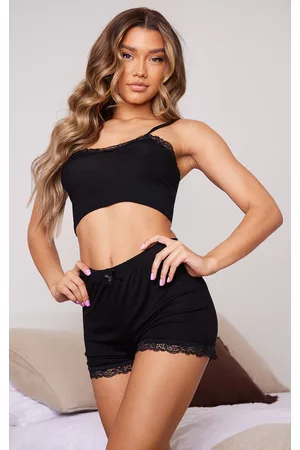 PRETTYLITTLETHING Jersey Lace Trim Short PJ Set