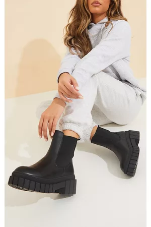 PRETTYLITTLETHING PU Cleated Chelsea Ankle Chunky Boots