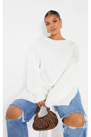 PRETTYLITTLETHING Plus Round Neck Side Split Jumper