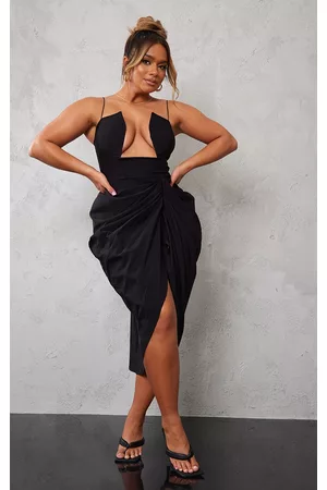 PRETTYLITTLETHING Shape Woven Cut Out Detail Ruched Midi Dress
