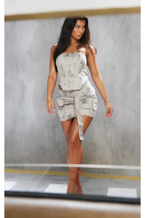 PRETTYLITTLETHING Washed Twill Cargo Micro Mini Skirt