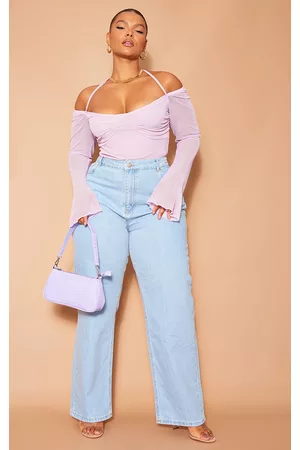 PRETTYLITTLETHING Plus Mesh Sleeve Halter Neck Bodysuit