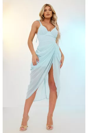 PRETTYLITTLETHING Underwire Detail Draped Midi Dress