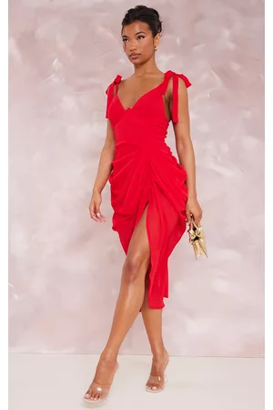PRETTYLITTLETHING Underwire Detail Draped Midi Dress
