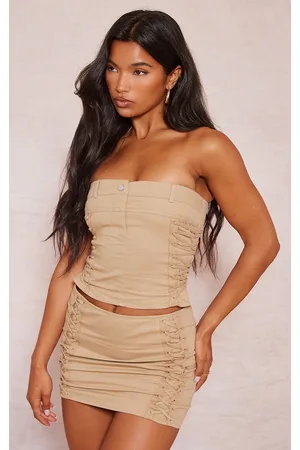 PRETTYLITTLETHING Twill Waistband Detail Lace Up Side Corset
