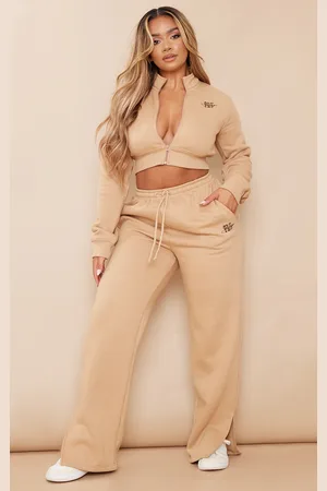 PRETTYLITTLETHING Shape Embroidered High Waist Straight Leg Track Pants