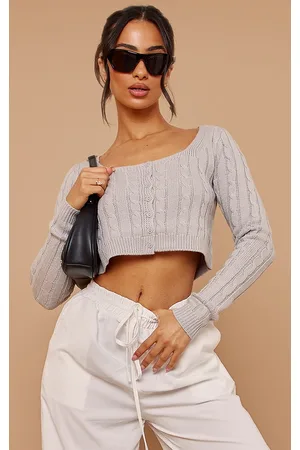 PRETTYLITTLETHING Petite Button Up Cropped Cardigan